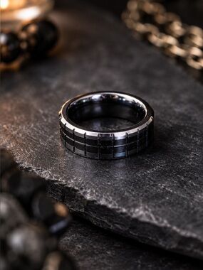 Tungsten Gray Band Ring | Modern Unisex Statement | Size 7